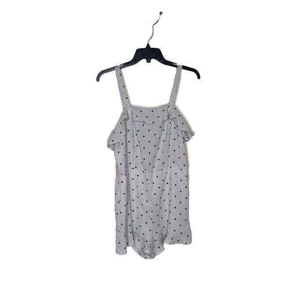 She + Sky Jumpsuit Romper Womens Large White Black Polka Dot Ruffle Strappy - Picture 5 of 5